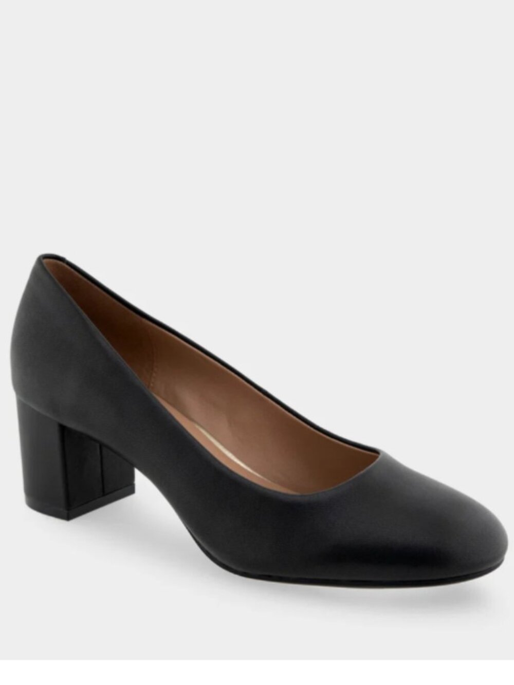 NWT Aerosoles Ebel Black Leather Mid Heel Pump Size 8.5 Wide - Picture 9 of 12